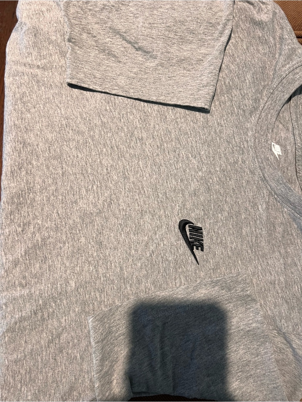 Nike Light Gray Heather Short Sleeve Tee with Black Swoosh